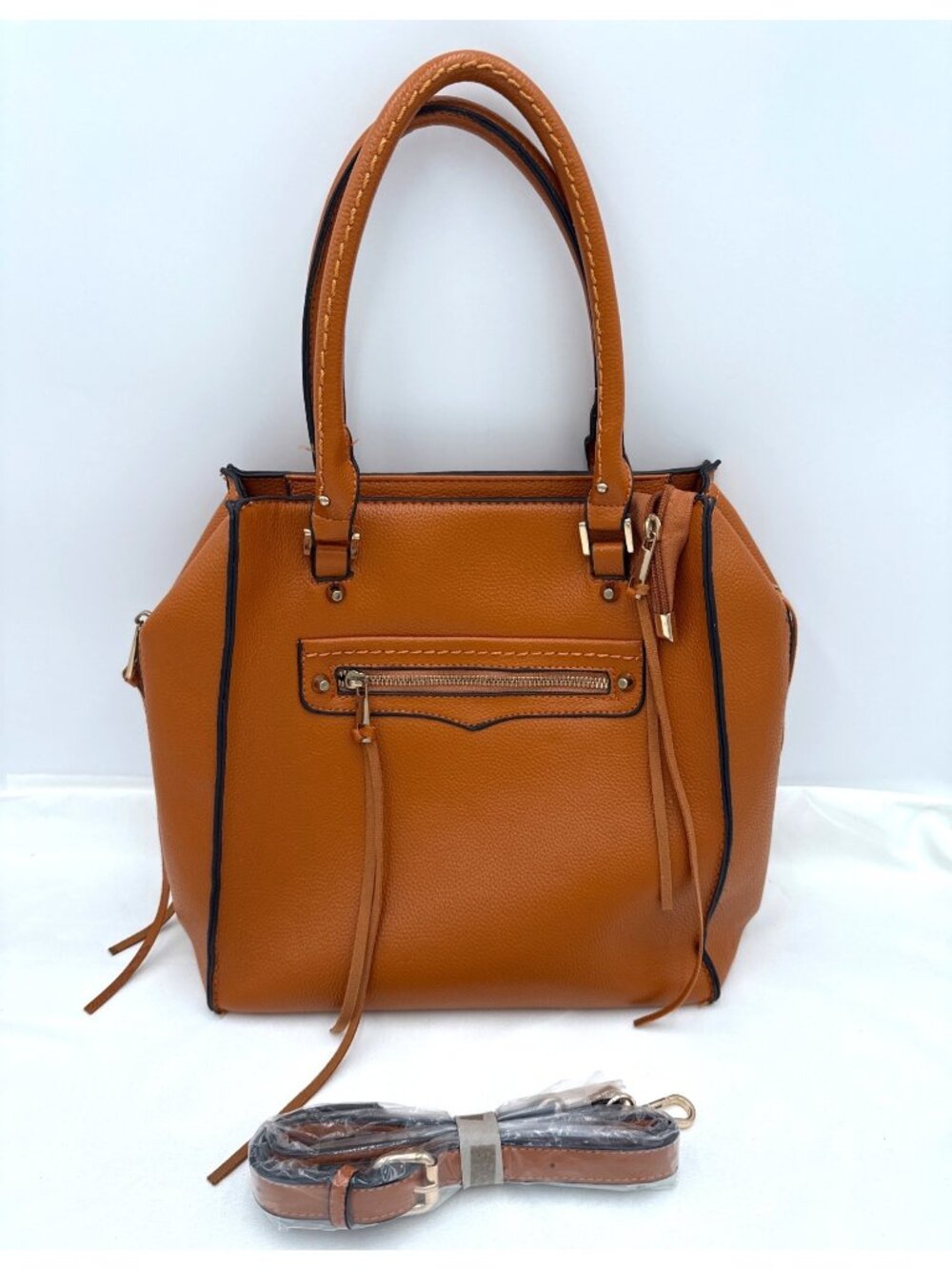Mellow World Faux Leather Tote/Satchel Detachable Strap & Gold Hardware